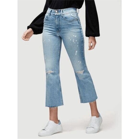 FRAME Denim Le Sylvie Kick Boot Distressed Paint Splatter Stunt Jean Size 27 - Picture 1 of 10